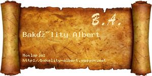 Bakálity Albert névjegykártya